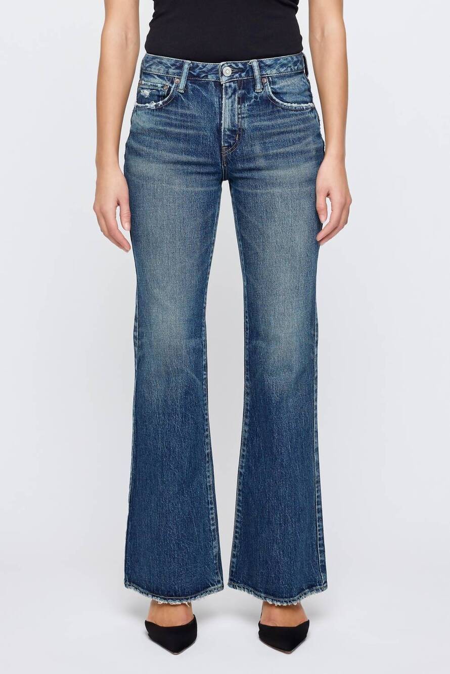 NEW MOUSSY 70's flare lismore jeans in dark blue